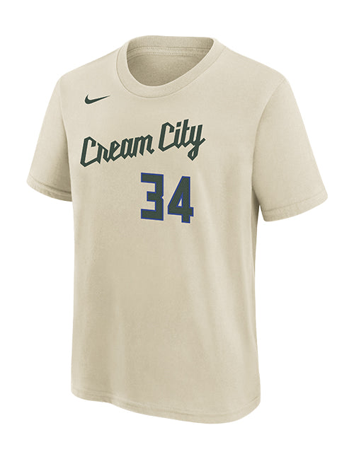 Youth Nike 2025-26 City Edition Giannis Antetokounmpo Milwaukee Bucks T-Shirt-front