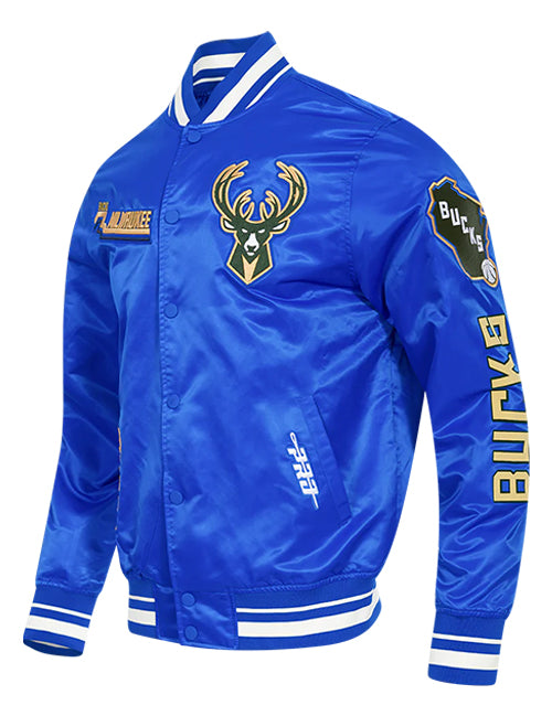 Pro Standard 2024-25 City Edition Wordmark Milwaukee Bucks Satin Jacket-angled front