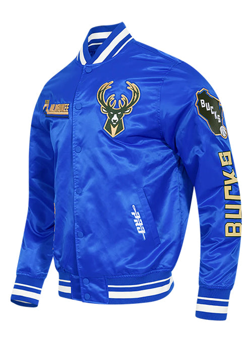 Pro Standard 2024-25 City Edition Wordmark Milwaukee Bucks Satin Jacket-angled front