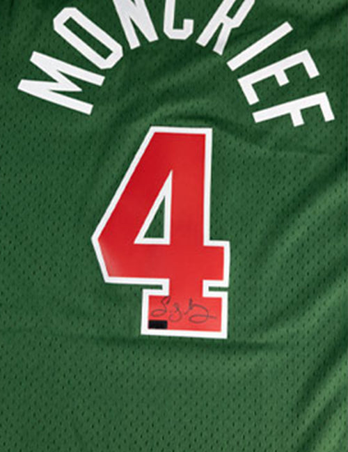 Signed Mitchell & Ness HWC '83 Sidney Moncrief Milwaukee Bucks Swingman Jersey-signature