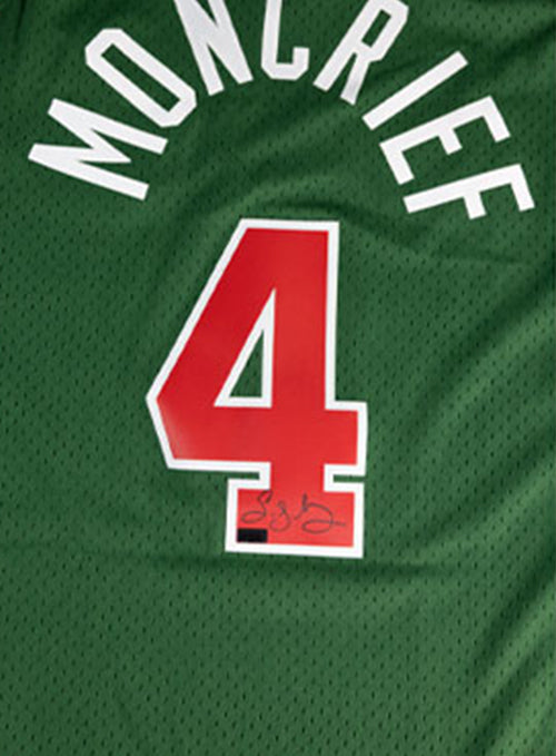 Signed Mitchell & Ness HWC '83 Sidney Moncrief Milwaukee Bucks Swingman Jersey-signature