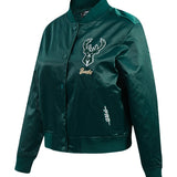 Women's Pro Standard Crystalline Milwaukee Bucks Satin Jacket-angeld front