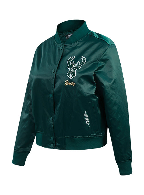 Women's Pro Standard Crystalline Milwaukee Bucks Satin Jacket-angeld front