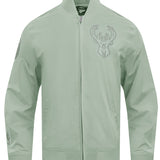 Pro Standard Neutral Moss Milwaukee Bucks Twill Jacket-front