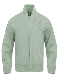 Pro Standard Neutral Moss Milwaukee Bucks Twill Jacket-front