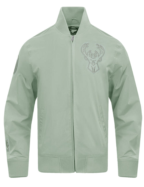 Pro Standard Neutral Moss Milwaukee Bucks Twill Jacket-front