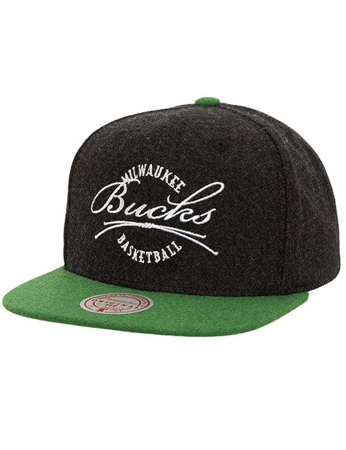 Mitchell & Ness HWC '68 Melton Blur Milwaukee Bucks Snapback Hat-front