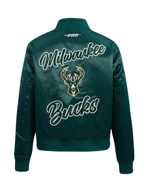 Women's Pro Standard Crystalline Milwaukee Bucks Satin Jacket-back