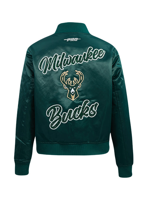 Women's Pro Standard Crystalline Milwaukee Bucks Satin Jacket-back