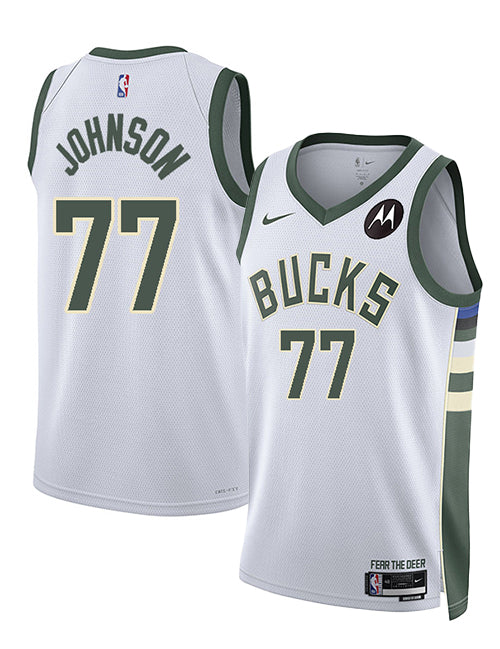 Nike 2022 Association Edition AJ Johnson Milwaukee Bucks Swingman Jersey-collage