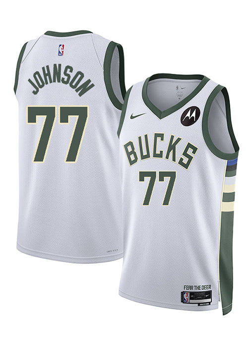 Nike 2022 Association Edition AJ Johnson Milwaukee Bucks Swingman Jersey-collage