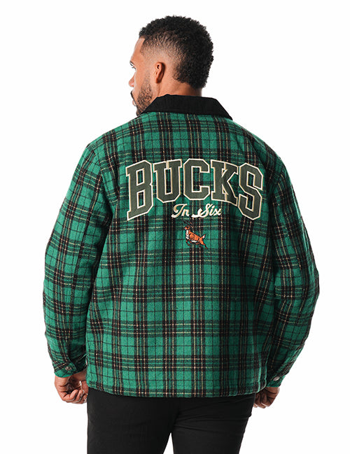 The Wild Collective x Bucks In Six Plaid Milwaukee Bucks Jacket-male back