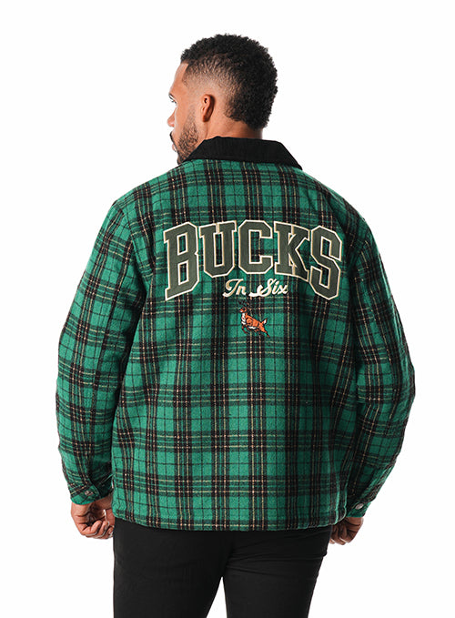 The Wild Collective x Bucks In Six Plaid Milwaukee Bucks Jacket-male back