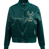 Women's Pro Standard Crystalline Milwaukee Bucks Satin Jacket-front