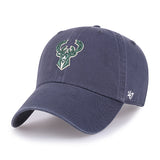'47 Brand Icon Vintage Navy Clean Up Milwaukee Bucks Adjustable Hat-left