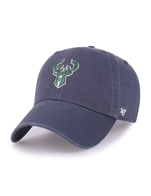 '47 Brand Icon Vintage Navy Clean Up Milwaukee Bucks Adjustable Hat-left