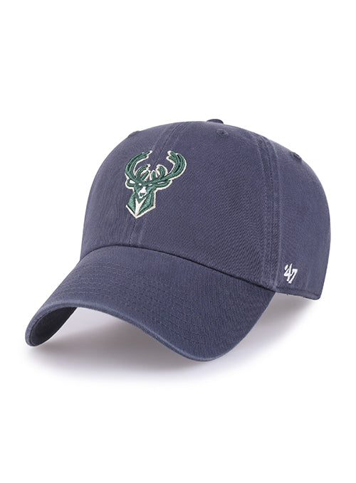 '47 Brand Icon Vintage Navy Clean Up Milwaukee Bucks Adjustable Hat-left