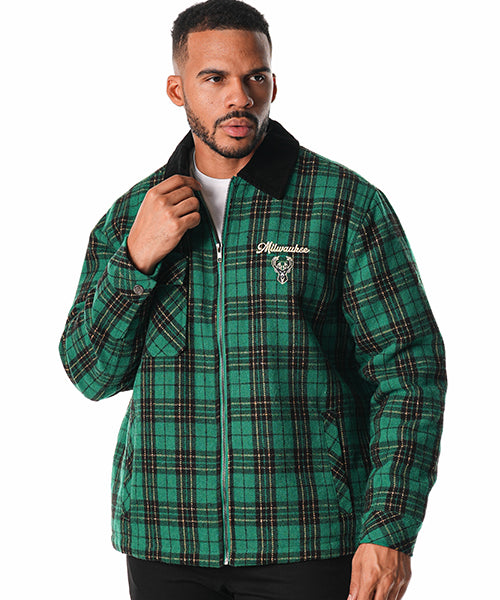 The Wild Collective x Bucks In Six Plaid Milwaukee Bucks Jacket-male front