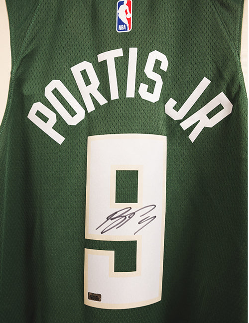 Signed Nike 2022 Icon Edition Bobby Portis Jr. Milwaukee Bucks Swingman Jersey-signature
