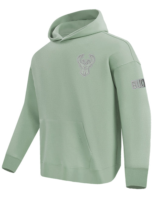 Pro Standard Neutral Moss Milwaukee Bucks Hooded Sweatshirt-angled front