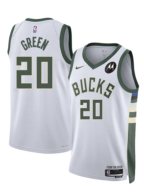 Nike 2022 Association Edition AJ Green Milwaukee Bucks Swingman Jersey=collage