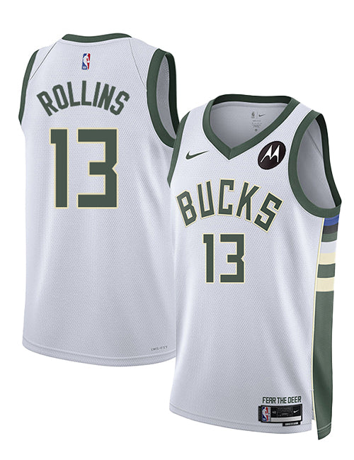 Nike 2022 Association Edition Ryan Rollins Milwaukee Bucks Swingman Jersey-collage