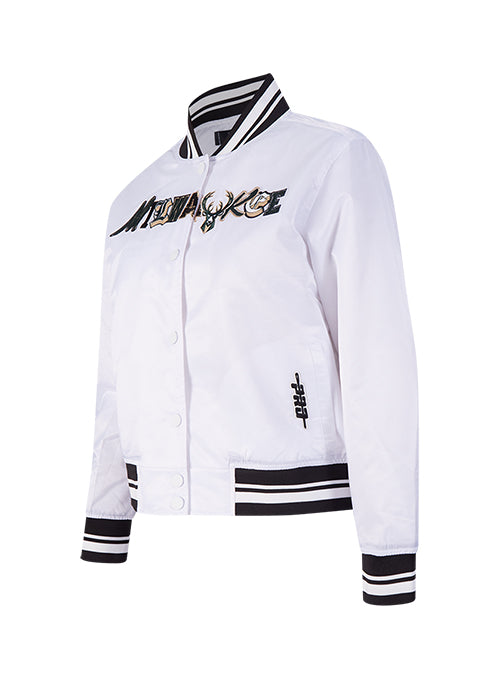 Women's Pro Standard Ransom Milwaukee Bucks Satin Jacket-angled front