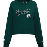 Women's Pro Standard Crystalline Milwaukee Bucks Crewneck Sweatshirt-front