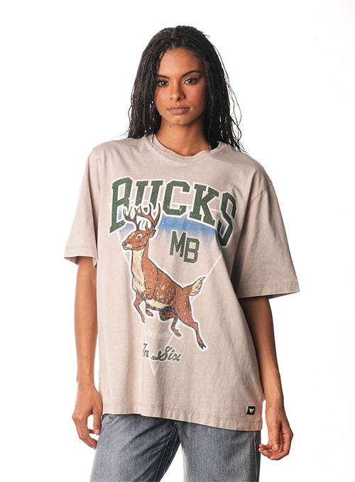 The Wild Collective x Bucks In Six Jumping Buck Milwaukee Bucks T-Shirt-female front