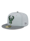 New Era 59Fifty Gray Pop Milwaukee Bucks Fitted Hat - Angled Left Side View
