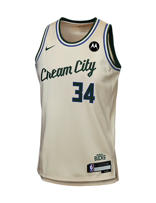 Youth Nike 2025-26 City Edition Giannis Antetokounmpo Milwaukee Bucks Swingman Jersey-front
