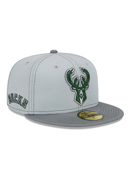 New Era 59Fifty Gray Pop Milwaukee Bucks Fitted Hat - Angled Right Side View