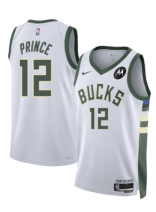 Nike 2022 Association Edition Taurean Prince Milwaukee Bucks Swingman Jersey-collage