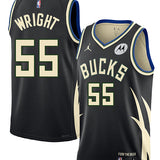 Jordan 2022 Statement Edition Delon Wright Milwaukee Bucks Swingman Jersey-collage