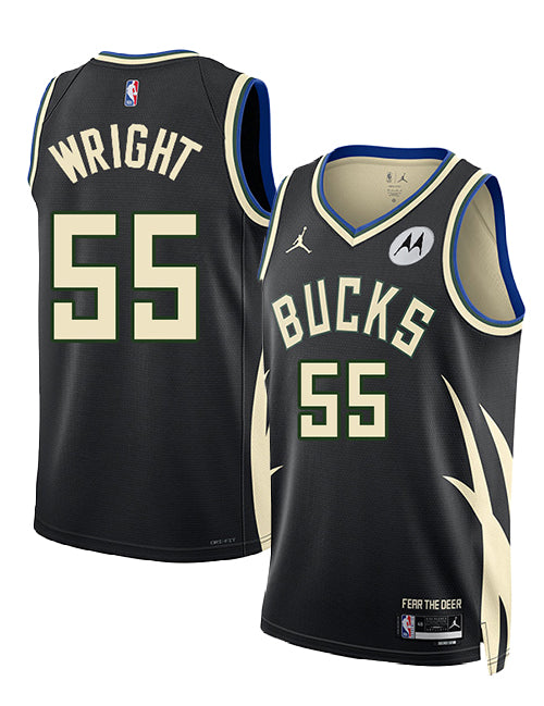 Jordan 2022 Statement Edition Delon Wright Milwaukee Bucks Swingman Jersey-collage