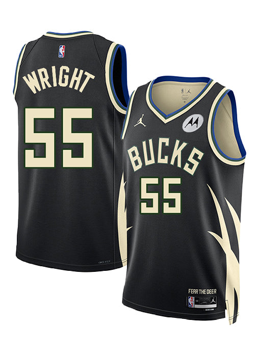 Jordan 2022 Statement Edition Delon Wright Milwaukee Bucks Swingman Jersey-collage