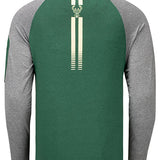 New Era Active Spine Milwaukee Bucks 1/4 Zip Pullover In Green & Grey - Back View