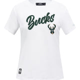 Women's Pro Standard Crystalline White Milwaukee Bucks T-Shirt-front