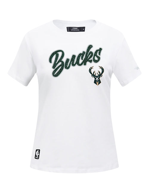 Women's Pro Standard Crystalline White Milwaukee Bucks T-Shirt-front