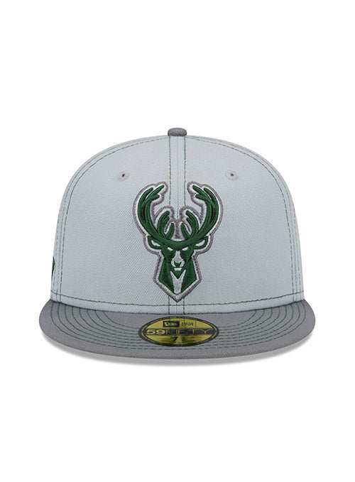 New Era 59Fifty Gray Pop Milwaukee Bucks Fitted Hat - Front View