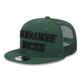 New Era 9Fifty Stacked Green Milwaukee Bucks Snapback Hat - Angled Left Side View