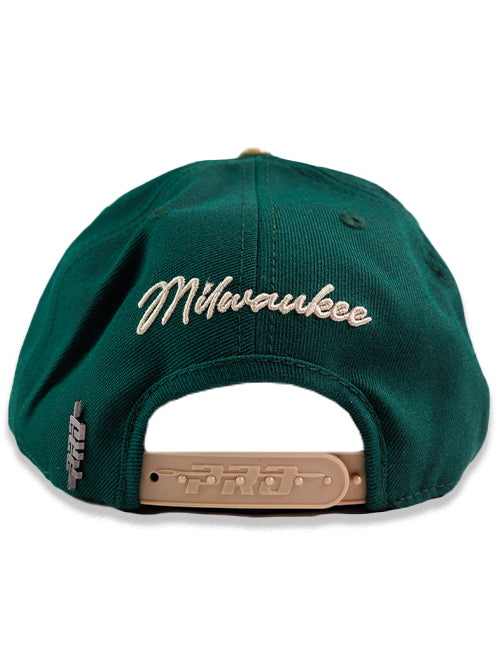 Pro Standard Two-Tone Stacked Milwaukee Bucks Adjustable Hat-back