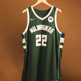 Signed Game-Used Nike 2022 Icon Edition Khris Middleton Milwaukee Bucks Authentic Jersey-front