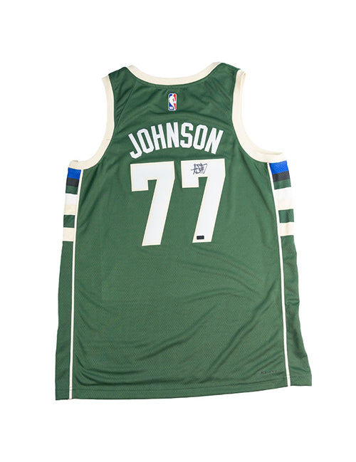 Signed Nike 2022 Icon Edition AJ Johnson Milwaukee Bucks Swingman Jersey-back