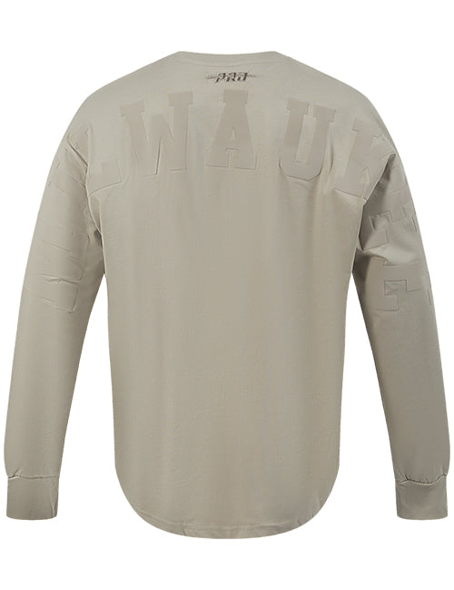 Pro Standard Wingspan Milwaukee Bucks Taupe Drop Shoulder Long Sleeve T-Shirt-angled back