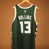 Signed Nike 2022 Icon Edition Ryan Rollins Milwaukee Bucks Swingman Jersey-back