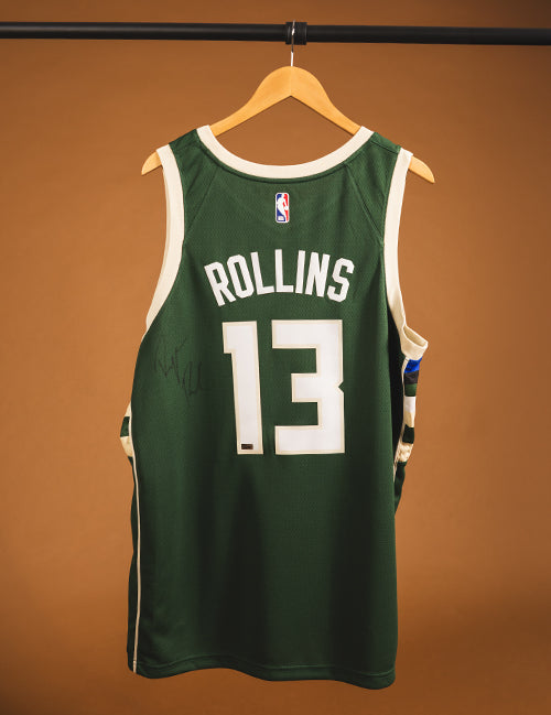 Signed Nike 2022 Icon Edition Ryan Rollins Milwaukee Bucks Swingman Jersey-back
