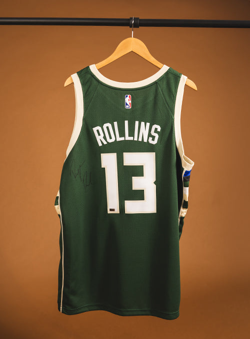 Signed Nike 2022 Icon Edition Ryan Rollins Milwaukee Bucks Swingman Jersey-back