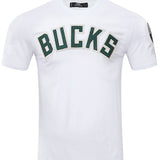 Pro Standard Classic Chenille Milwaukee Bucks T-Shirt In White & Green - Front View