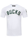 Pro Standard Classic Chenille Milwaukee Bucks T-Shirt In White & Green - Front View